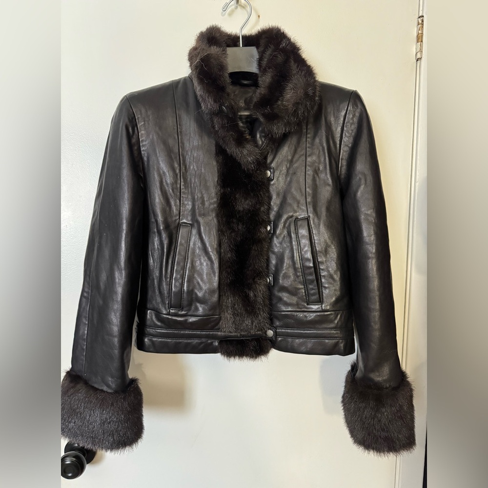 RARE leather Columbia bomber jacket